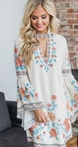 Flying Tomato Cream Embroidered Dress